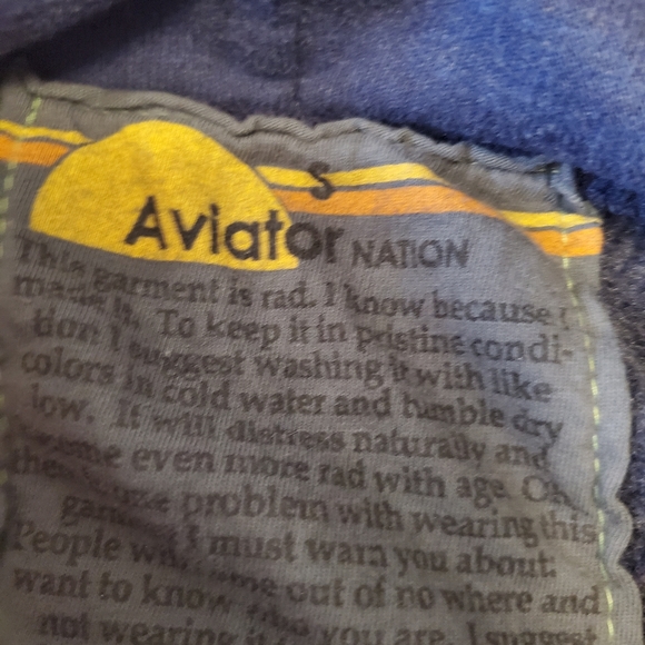 SOLD Aviator Nation Blue 5-Stripe Zip Hoodie, sz S - Picture 5 of 8